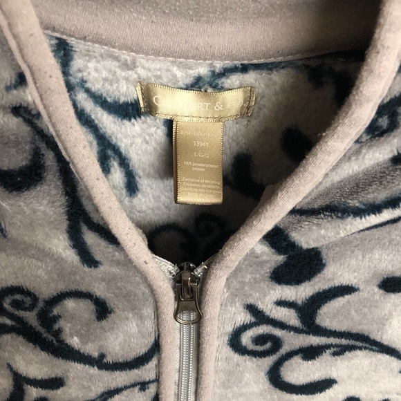 Comfort & Co Gray Fleece Zip Robe Large - Picture 3 of 4